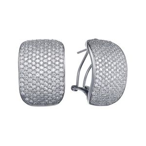 Genevive Jewelry Grey Silver Cz Earrings