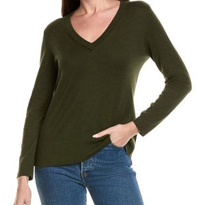 Hannah Rose Green Basic V-Neck Pullover