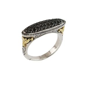 Konstantino Asteri Elliptical Pavé Black Diamond, 18k Yellow Gold And Sterling Silver Ring
