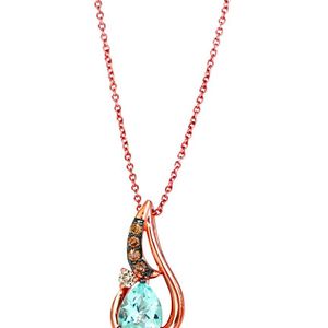 Le Vian Metallic Le Vian 14k Rose Gold 1.13 Ct. Tw. Diamond & Blue Topaz Pendant Necklace