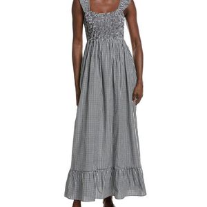 Garrie B Grey Seersucker Midi Dress