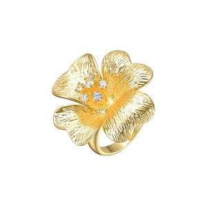 Rachel Glauber Metallic 14K Plated Cz Flower Ring