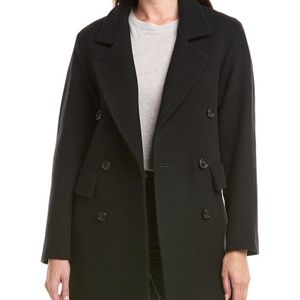 Fleurette Black Double Breasted Wool Coat