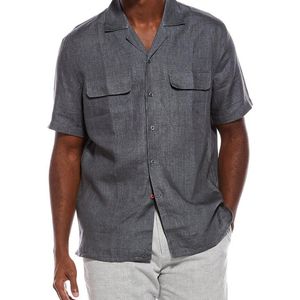 Isaia Grey Linen Sport Shirt for men