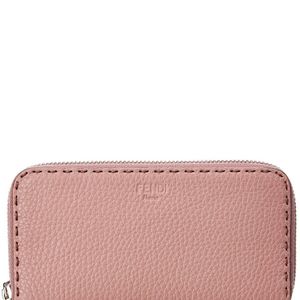 Fendi Pink Leather Zip Around Wallet
