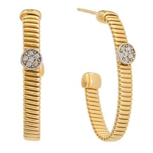 Meshmerise Metallic 18k Gold Over Silver 0.12 Ct. Tw. Diamond Earrings