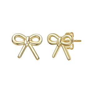 Genevive Jewelry Metallic 14K Plated Bow Earrings
