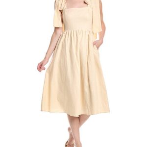 Endless Rose Natural Linen-Blend Midi Dress