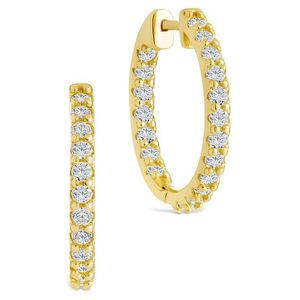 Sterling Forever Metallic 14k Over Silver Cz Constance Studded Statement Hoop Earrings