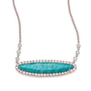 Meira T Blue Amazonite, Diamond & 14k Rose Gold Pendant Necklace