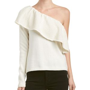 Ella Moss White One-shoulder Knitted Sweater