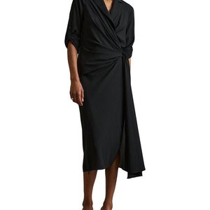 Reiss Black Whitney Woven Mix Dress