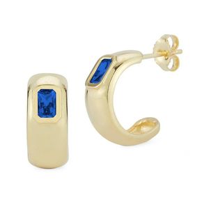 Sphera Milano Blue 14k Over Silver Cz Hoops