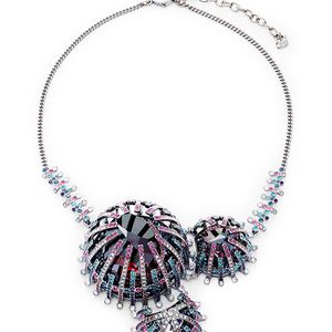 Swarovski Metallic Multi-color Crystal Bib Necklace