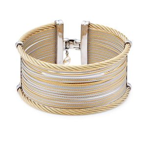 Alor Metallic Classique Wide Steel & 18k Gold Cuff Bracelet