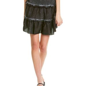 Nicole Miller Green Jacquard Garment-Dyed Silk-Blend Mini Skirt
