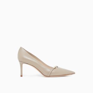 Giorgio Armani White Pointed Leather Pumps With Metallic Strap
