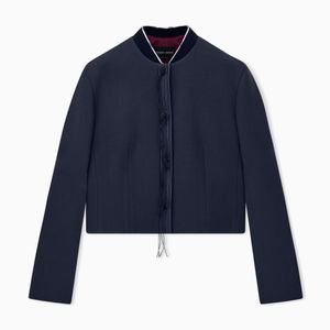 Giorgio Armani Blue Blazer Slim-Fit Virgin Wool With Horn Buttons And Tassels