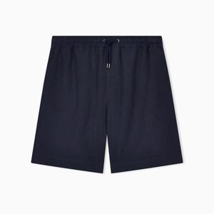 Giorgio Armani Blue Linen Canvas Flat-Front Bermuda Shorts for men