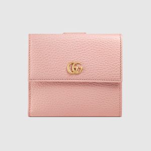 Gucci グッチ〔プチ マーモント〕 レザー フレンチフラップ ウォレット ピンク