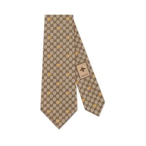 Corbata de Seda con GG y Abejas Gucci de hombre de color Neutro