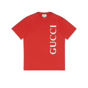 メンズ Gucci グッチ プリント オーバーサイズ Tシャツ レッド