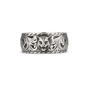 Gucci Schmaler Ring aus Silber mit Felinekopf in Mettallic für Herren