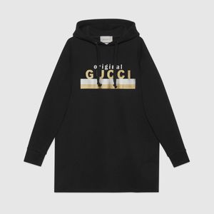 Gucci 【公式】 (グッチ)"original " プリント フーデッド ドレスブラック コットンジャージーブラック