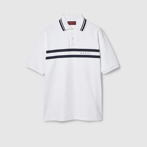 Gucci White Logo Cotton Polo Shirt for men