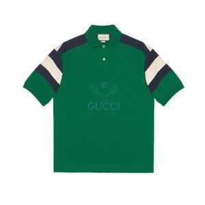メンズ Gucci グッチオンライン限定 テニス オーバーサイズ ポロシャツ グリーン