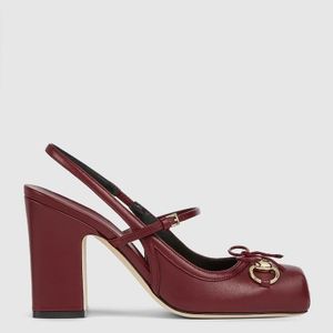 Gucci Red Horsebit Slingback Pump, Leather