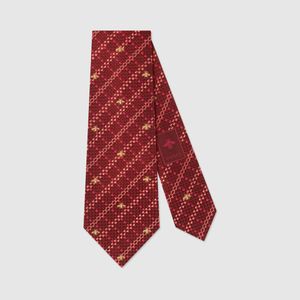 Cravate en soie à carreaux motif abeille Gucci pour homme en coloris Rouge