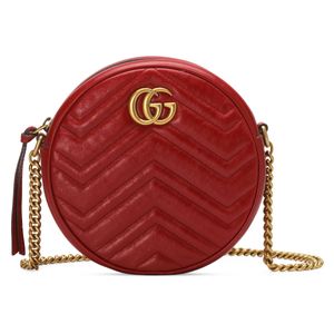 Mini borsa a spalla rotonda GG Marmont di Gucci in Rosso