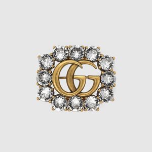 Gucci ゴールド クリスタル gg Marmont ブローチ メタリック