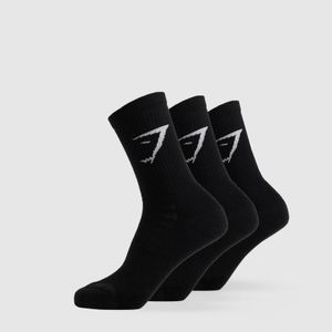 GYMSHARK Black Crew Socks 3Pk