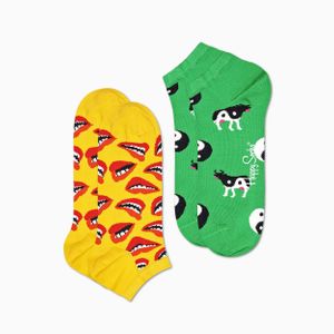 Happy Socks 2-pack Lip Low Sock in het Groen