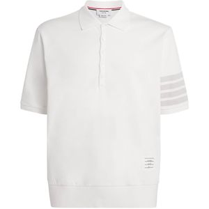 Thom Browne White Cotton 4-Bar Polo Shirt for men