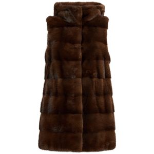 Yves Salomon Brown Mink Hooded Gilet