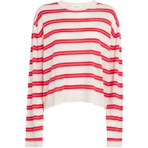 Soft Goat Red Silk-Cashmere Stripe Top