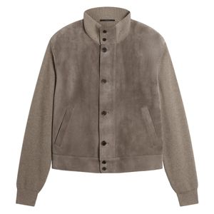 Dunhill Brown Cashmere-Leather Bomber Jacket for men