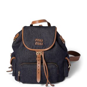Miu Miu Blue Denim-Leather Backpack
