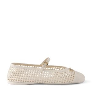 Prada Natural Crochet Ballet Flats