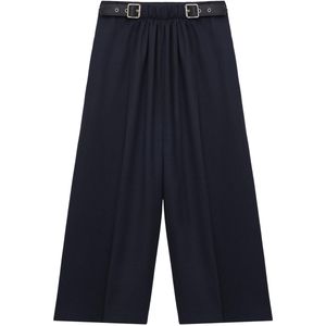 Loewe Blue Wool Buckled Cropped Wide-Leg Trousers