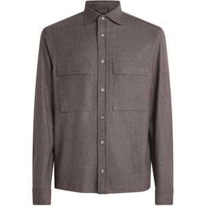 Paul & Shark Brown Wool-Silk-Linen-Blend Overshirt for men