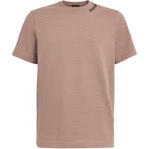 Moncler Brown Cotton Embroidered Logo T-Shirt for men