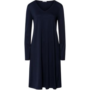 Hanro Blue Cotton Long-Sleeve Nightdress