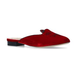 Charlotte Olympia Rot Slippers Kitty aus Samt