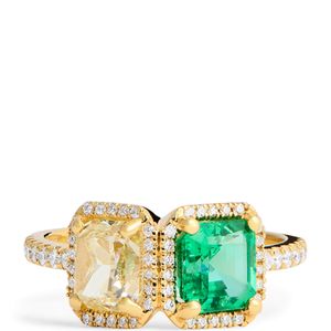 Suzanne Kalan Green Toi Et Moi Diamond And Emerald Ring