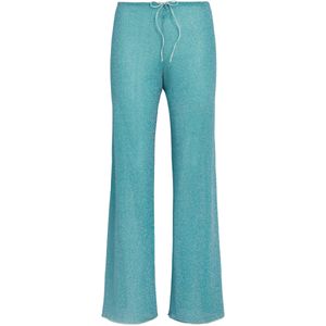 Oseree Blue Metallic Lumière Wide-Leg Trousers