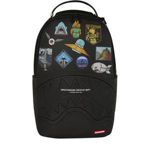 Sprayground Black Embossed Patch Backpack for men